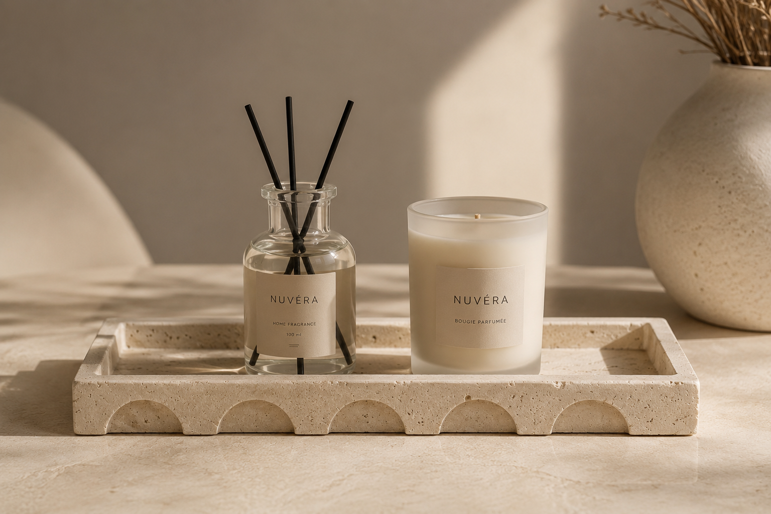 Plateau Décoratif Travertin – Noma