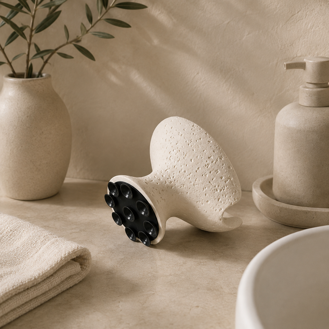Porte-savon Liora – Travertin Minimaliste