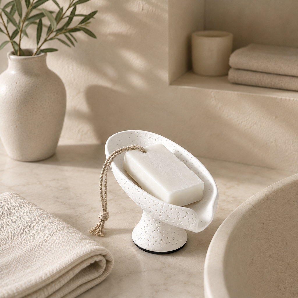 Porte-savon Liora – Travertin Minimaliste